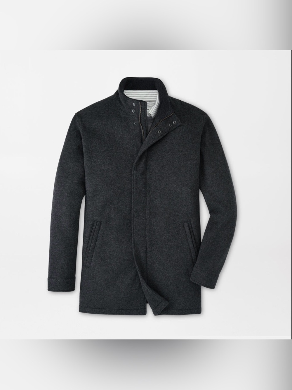 Peter Millar NWT Crown Flex Merino City Coat Jacket Gray 100% Sz Large MSRP $795